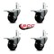 Service Caster 3'' Hard Rubber Swivel 7/16'' Grip Ring Stem Caster Set Total Lock Brake, 4PK SCC-GRTTL20S314-HRS-716138-4 - alternate 2